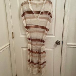 Chico's Open Knit Stripe Pullover Cover Up Pool Beach Dress Size 3 / XL NWOT